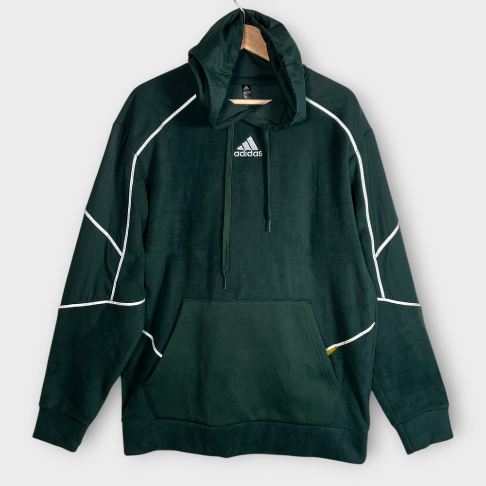 ADIDAS Essentials Reflect In The Dark Polar Fleece Hoodie LARGE Green